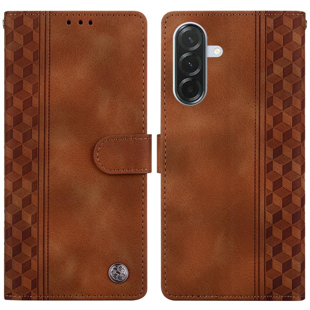 For Samsung Galaxy A16 5G/4G Leather Case Imprinted Checkered Pattern Wallet Stand Flip Phone Cover
