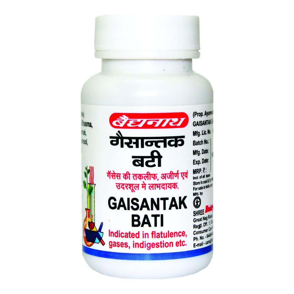 

Baidyanath Gaisantak Bati 100 Tablets Pack Ayurvedic Supplement for Stomach Health and Gas Relief