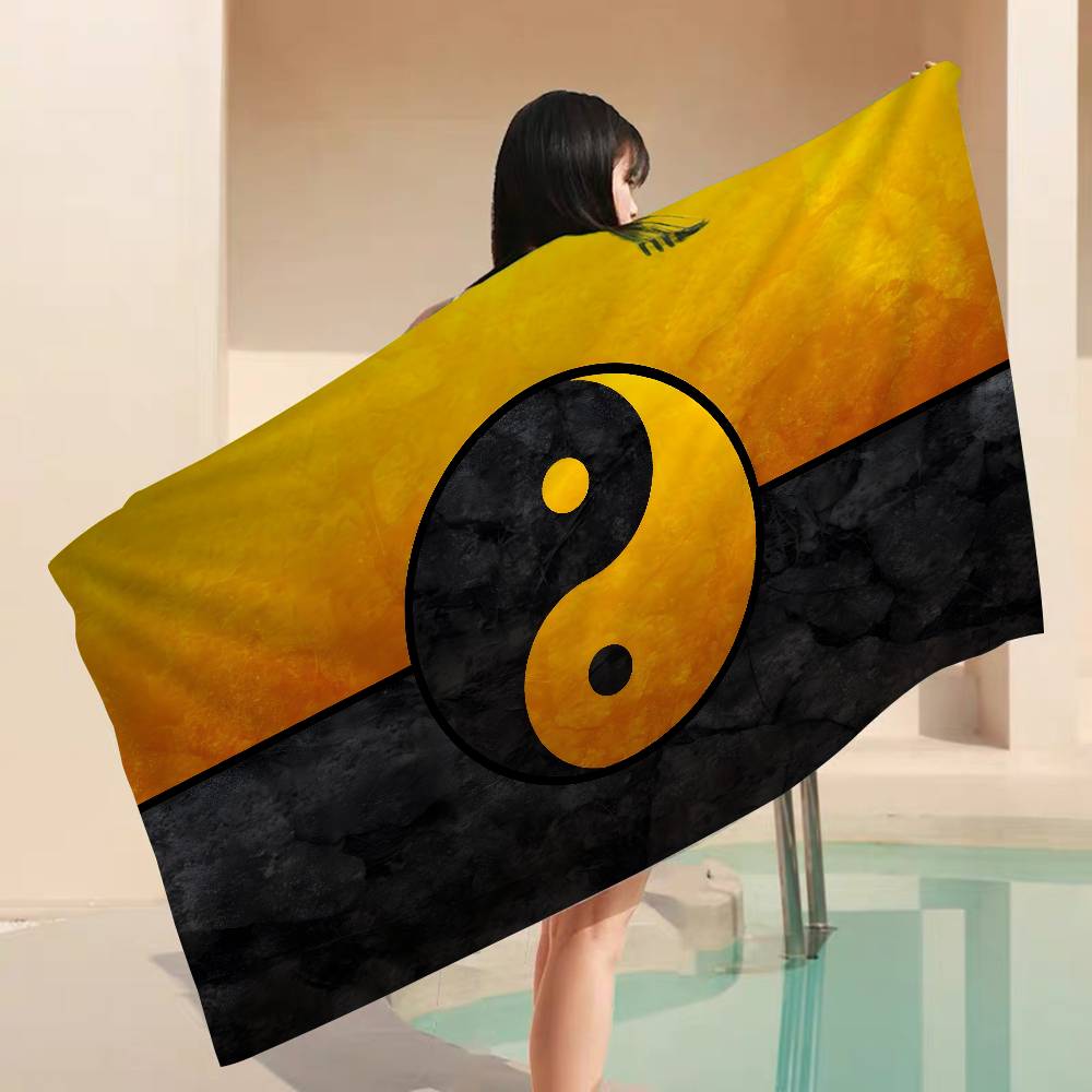 Chinese Tai Chi Bagua Yin Yang Microfiber Blanket Drying Beach Towels Oversized Printing Super Absorbent Pool Towel Blanket