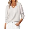 Women's Casual V-Neck Sweater Base Layer Knitted Long Sleeve Solid Color Top