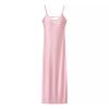Women Summer Yellow Stain V Neck Sling Dress Elegant Sleeveless Loose Maxi Robes 2025 New Ladies Party Holiday Dresses