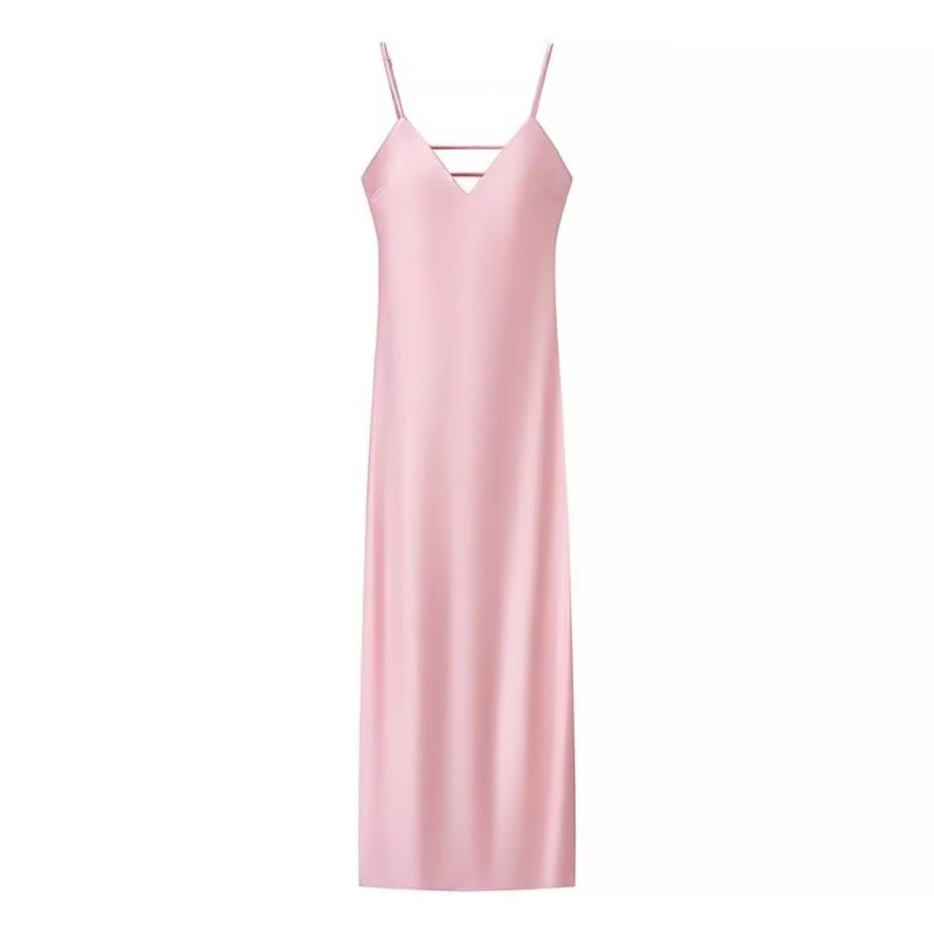 Women Summer Yellow Stain V Neck Sling Dress Elegant Sleeveless Loose Maxi Robes 2025 New Ladies Party Holiday Dresses