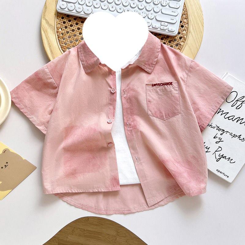 

Korean Style Pink Summer Shirt for Baby Boys (2025) - Short Sleeve Trendy Top Size 100 (Height 80-90cm)