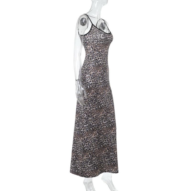 Spring Fashion Women's Dress Socialite Ethos Elegant Slim Leopard Print Halter Dress