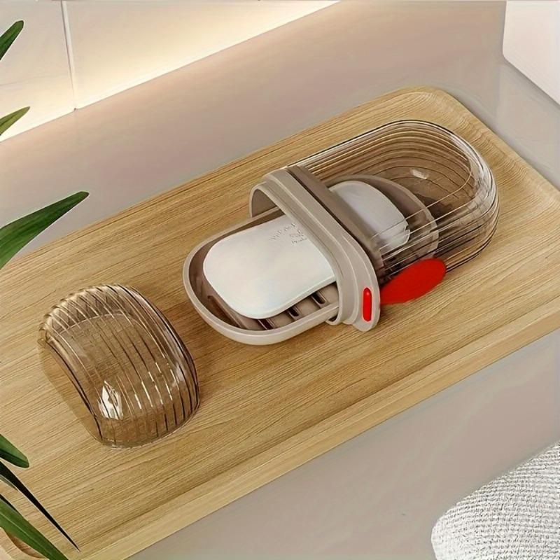 1SET Portable Soap Cassette with Lid - Sealed Drain Design Soap Box Travel Soap Storage Box