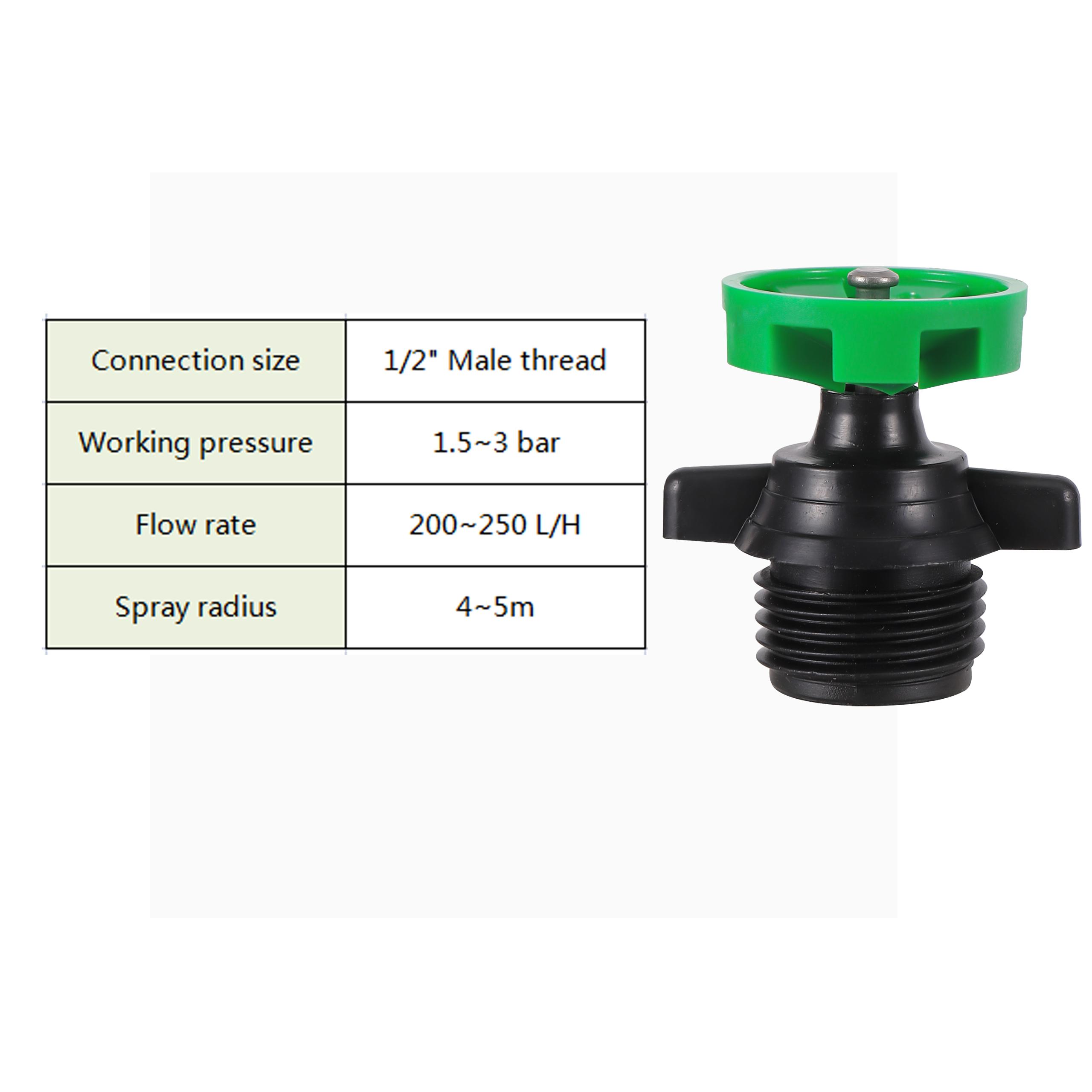 

Centrifugal Rotating Micro Sprinkler Spray Irrigation Lawn Agricultural Watering Refraction Middle Distance Atomizing Nozzle 2Pc