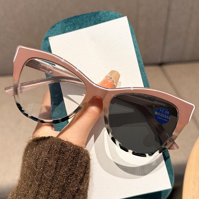 New Fashionable Cat Eye Photochromic Men'S Reading Glasses Ultra Light Neutral High Quality Versatile Presbyopia Glasses