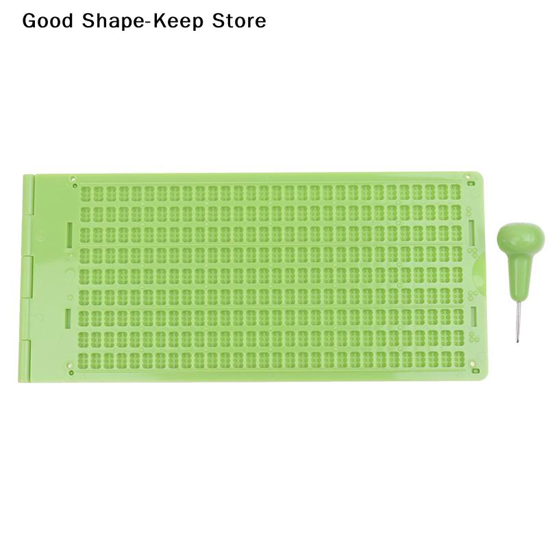 1Set 9 Lines 30 Cells Practical School Plastic Braille Portable Writing Slate With Stylus Braille writing board