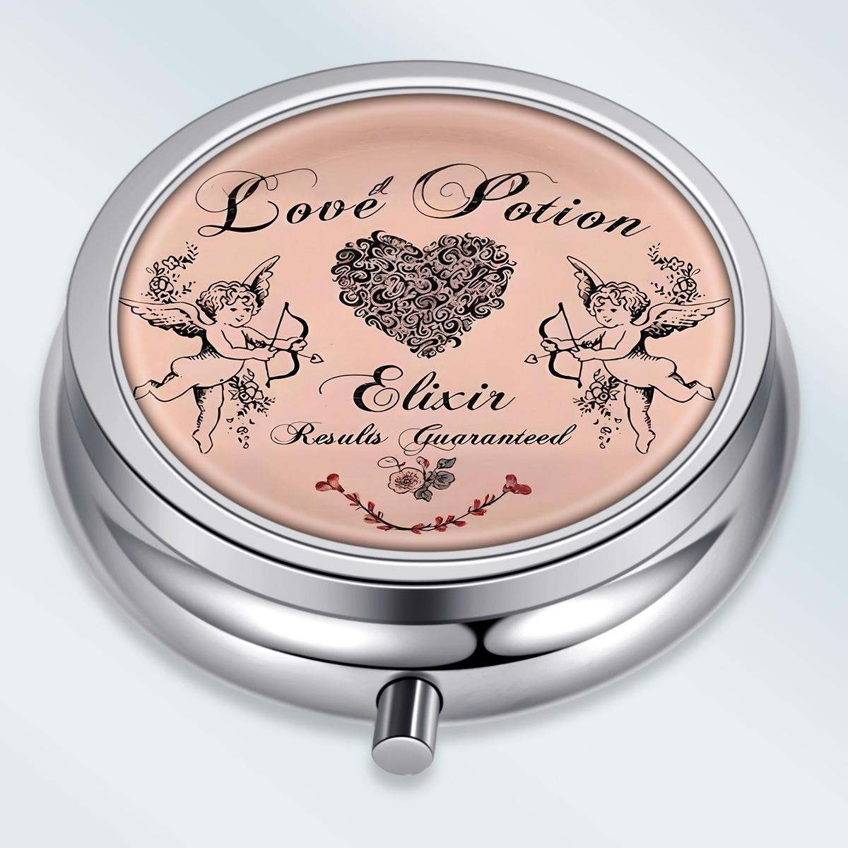 

Portable Pill Box with 3 Compartments, Mini Metal Medicine Organizer Case, Cute Printed Pill Container for Vitamins, Pills, Jewelry, Travel, Daily Use