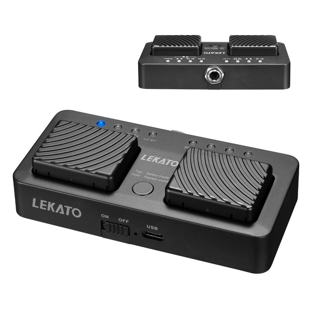 LEKATO Bluetooth Page Turner Pro Wireless Foot Pedal for PC, Music Sheet Turning, Tablet Page Turner, Compatible with iPad and Windows 11 (Black)
