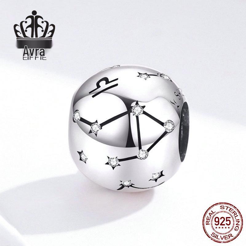 Avle S925 Sterling Silver Zodiac Beaded DIY Bracelet Accessories - Fashion Loose Beads Jewelry.