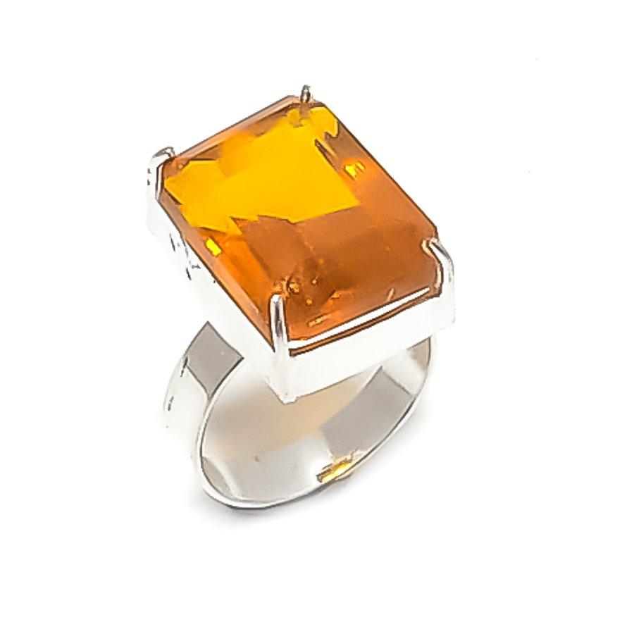 

Natural Citrine Gemstone Handmade 925 Sterling Silver Jewelry Ring Size 7 ETC-13381