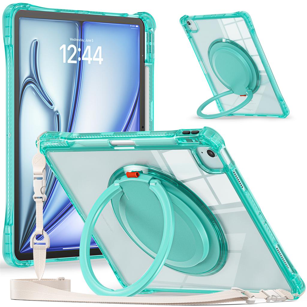 For iPad Air 13 (2025)/(2024)/Pro 12.9 (2022)/(2021)/(2020)/(2018) Case with Shoulder Strap Kickstand Tablet Cover