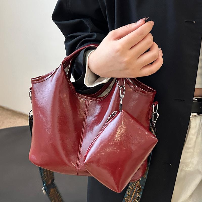 

Новинка 2024 года, универсальная сумка-тоут премиум-класса большой вместимости, простая взрывная корзина для овощей, сумка через плечо на одно плечо бордовый