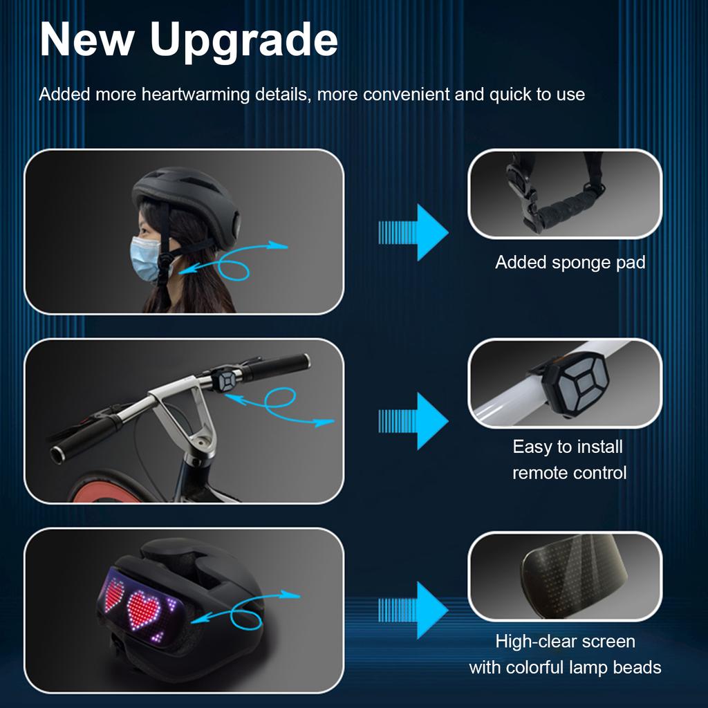 Smart LED Riding Helmet with Signal Light Speedometer Remote Control Support BT App Programming