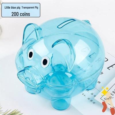 Cartoon Piggy Bank: Transparent, Durable Plastic Savings Bank for Children