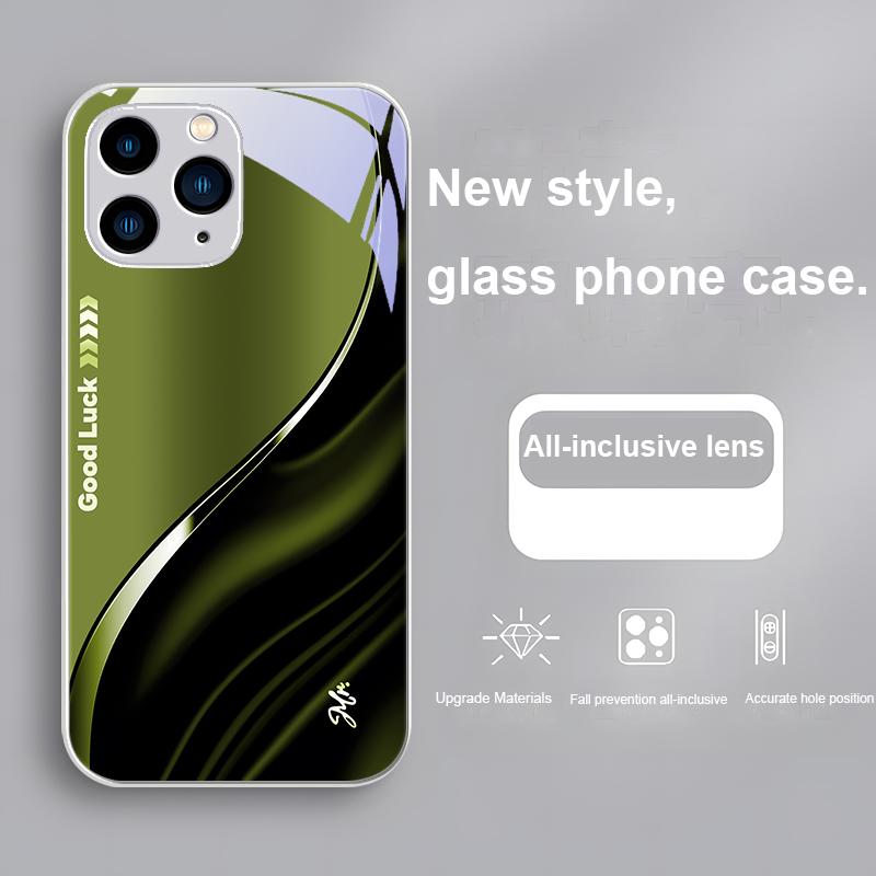 

Зеленый Чехол для Телефона Закаленное Стекло Для Iphone 15 14 13 12 11 Pro Max X XS XR 7 8 Plus 2020 22 SE Удачи Фиолетовый Чехол For iPhone 14 ProMax