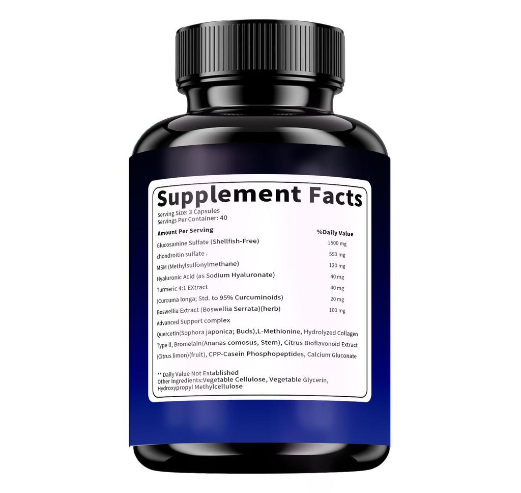 RE LIERRE Kompleks Glukozamina Chondroityna MSM - Wsparcie stawów| Kolagen bez skorupiaków + Zdrowie chrząstki i kości