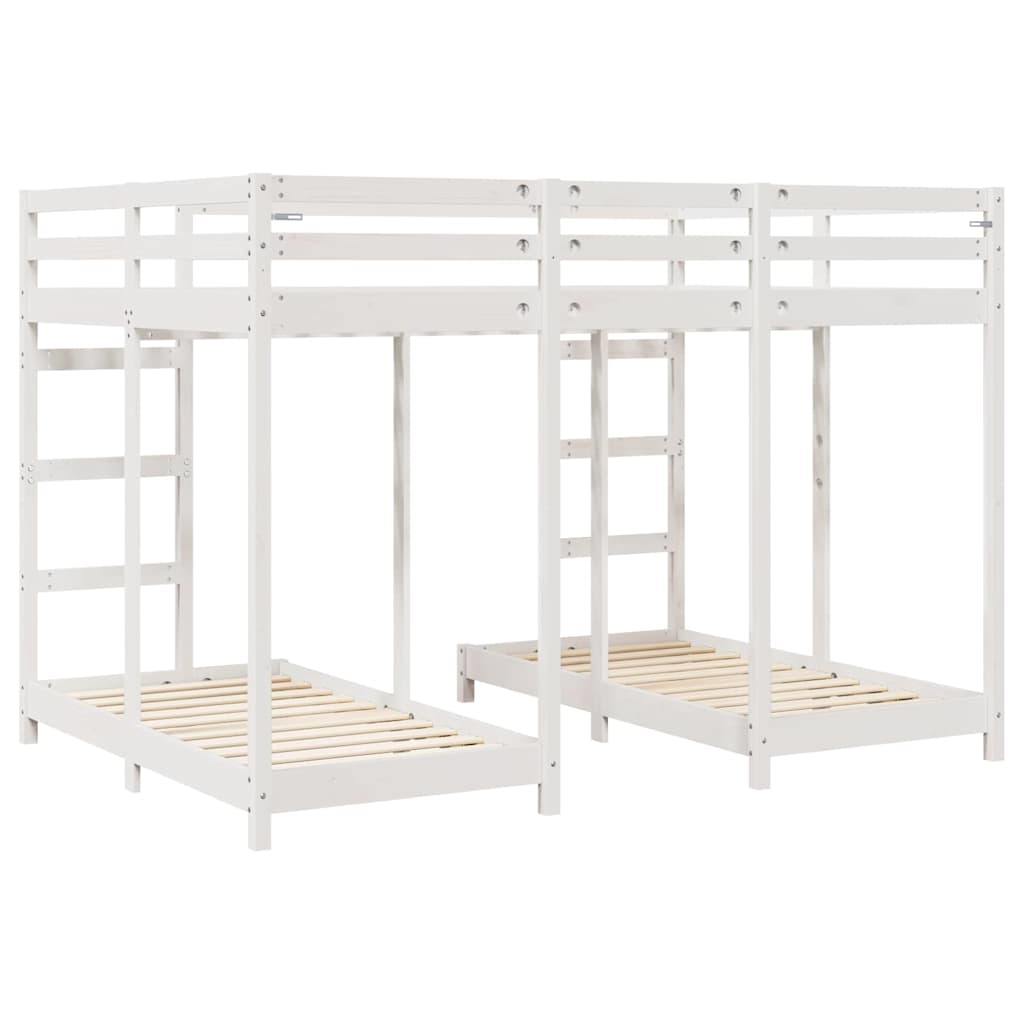 Triple Deck Bunk Bed Frame White 140 X 200 Cm