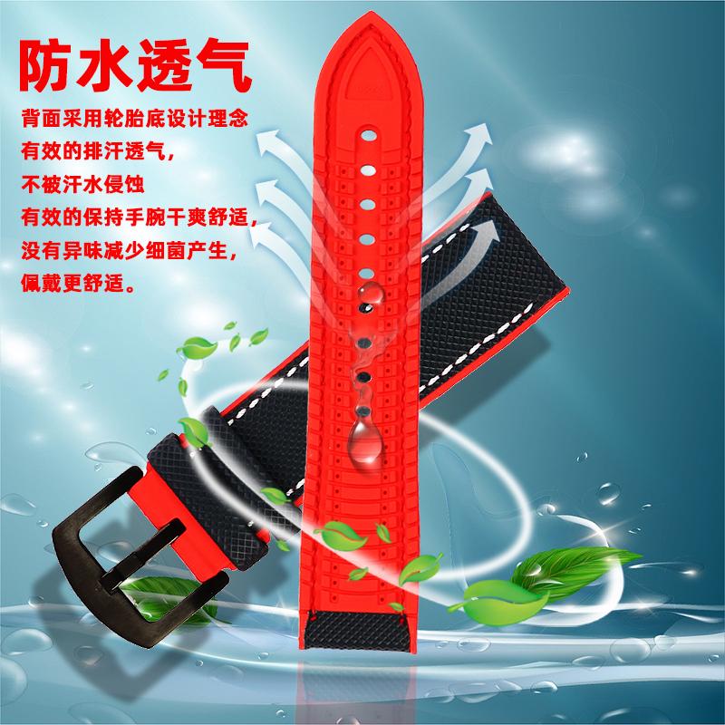 12 color high quality rubber Watchband 20 21 22 23mm 24mm for men and women watchstrap accessories Black red orange yellow Green