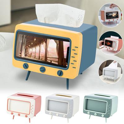 Schreibtisch-Papierhalter in TV-Form mit Schlitz für Handyständer, kreativer Taschentuchbehälter, multifunktional, für den Nachttisch im Wohnzimmer