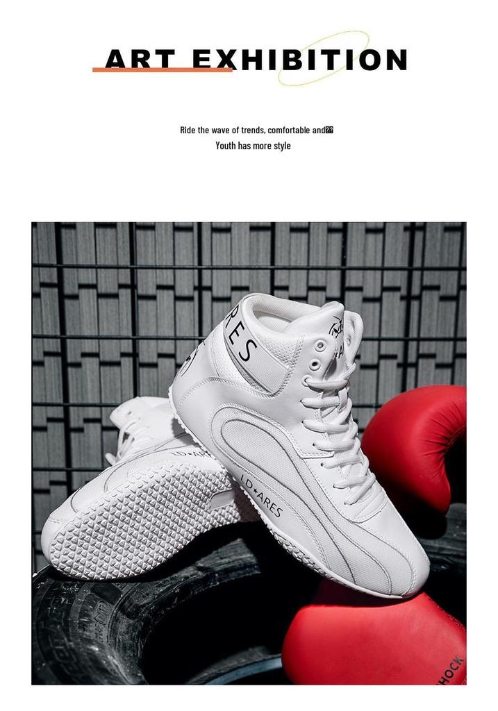 Men's Genuine Leather Boxing & Wrestling Shoes: Professional Non-Slip, Breathable Combat Footwear for Training & Competition.