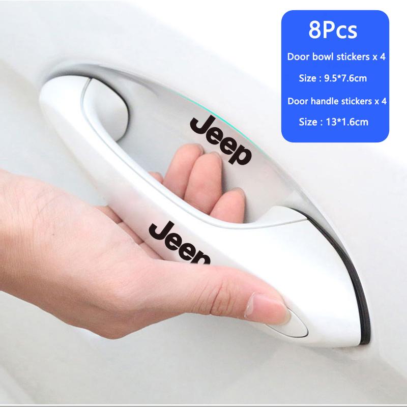 8Pcs Car Door Handle Stickers Transparent Protector Film For Jeep Renegade Compass Grand Cherokee Wrangler Patriot Rubicon