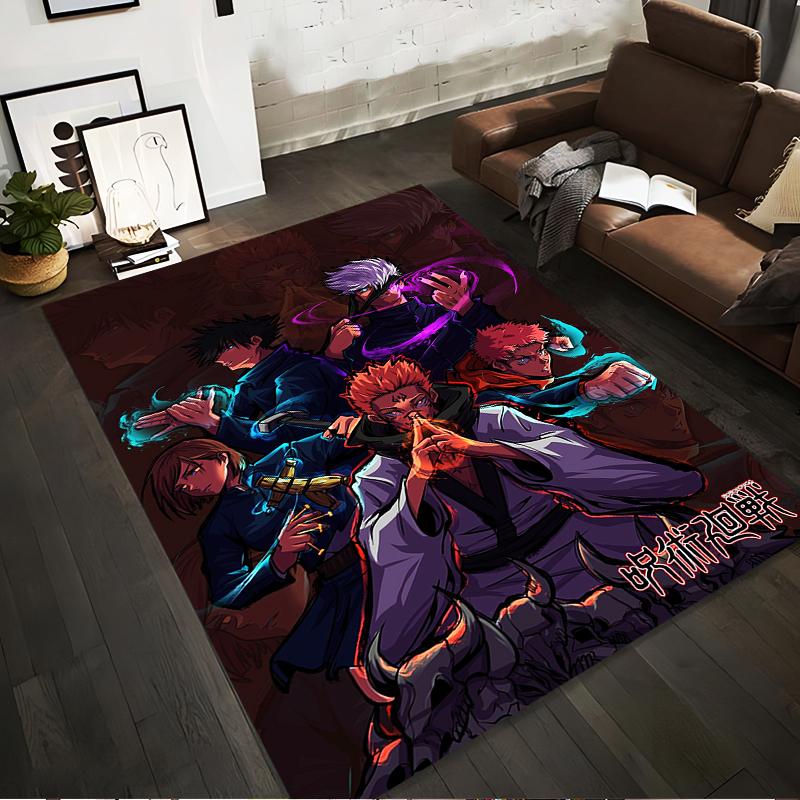 

Anime Style Carpet with Action Characters and Japanese Text Suitable for use as an anti-slip for living room bedroom sofas 40x60cm( 15x23in )