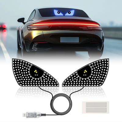 2Pcs Car LED Eyes Decorative Light Rear Window Warning Light Red Devil Eye Atmosphere Light Auto Decoration Accessories