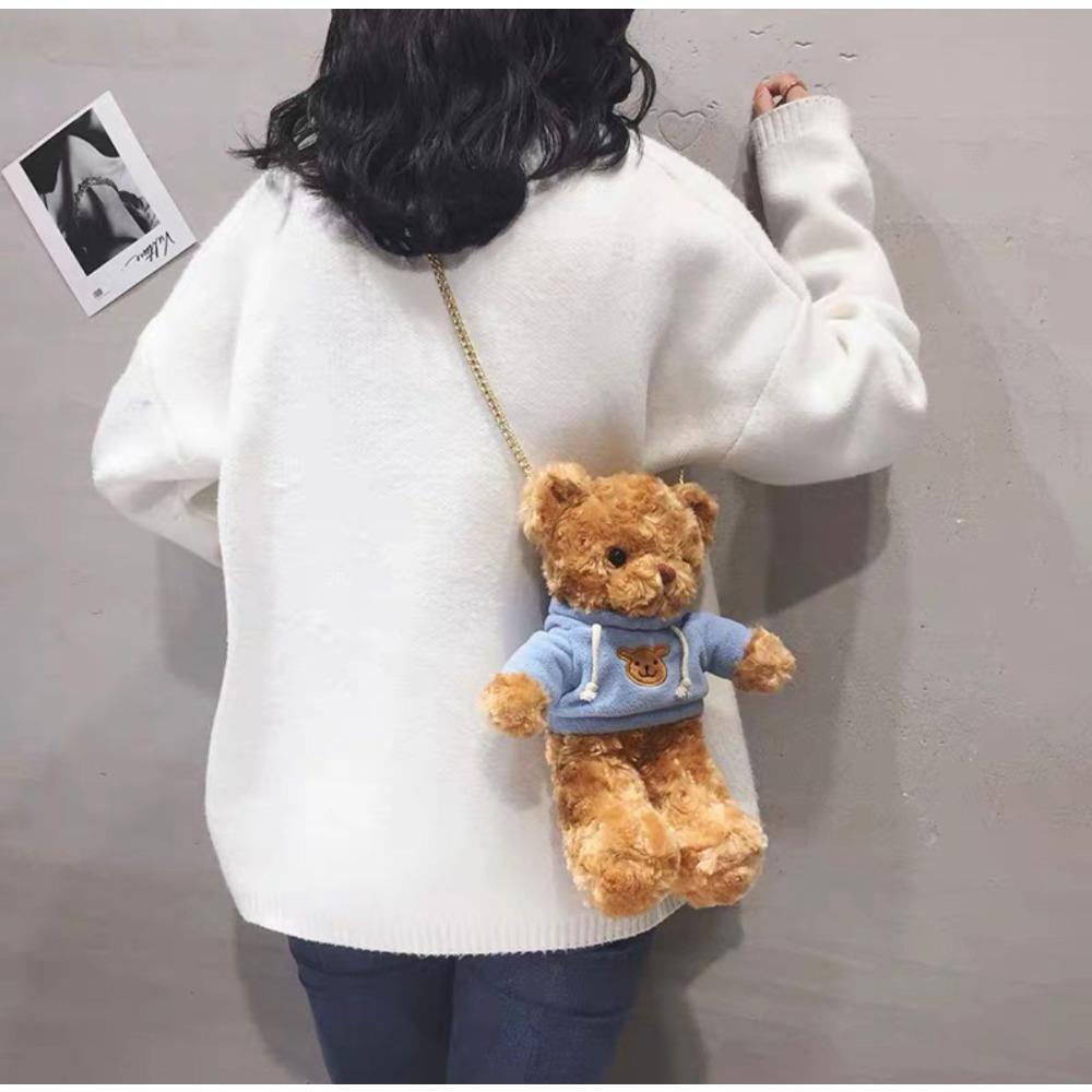 Bear Bag Plush Sweater White Bear Doll Ragdoll Girl Oblique Straddle Bag Creativity