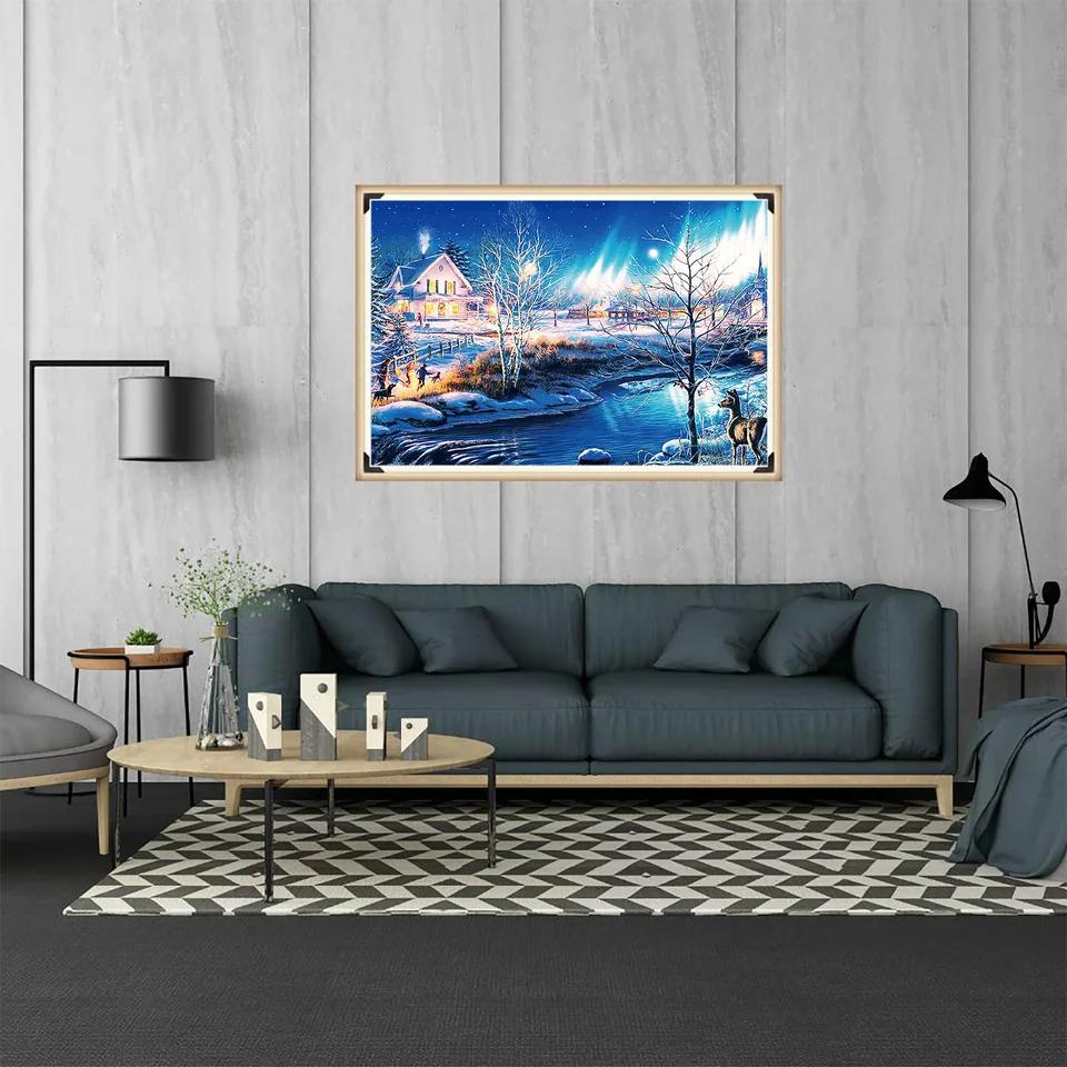 1000 Pieces Snow Night Aurora Jigsaw Puzzle for Adults Family Game Floor Puzzle Educational Toy Perfect for Home Decor