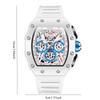 1PC Luxury Watch Men's Fashion Casual Multifunctional Silicone Tape Waterproof Quartz Watch White Blue