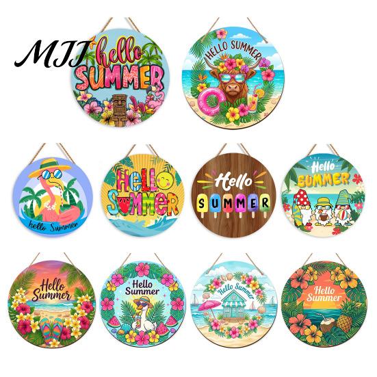 Seaside Resort Porch Decoration Summer Wooden Hanging Sign, Beach Style Wall Decor with Hemp Rope, Tropical Sign Indoor Outdoor Theme for Patio House