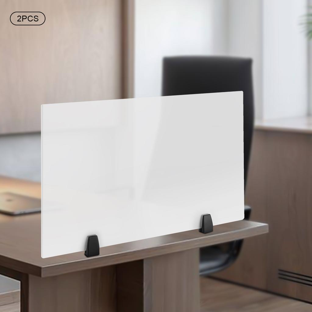 Frosted Acrylic Desk Divider Panel Organizer - 30 x 18 Inch, 2-Pack, Clamp-On Office Partition, Privacy Screen for Workstation