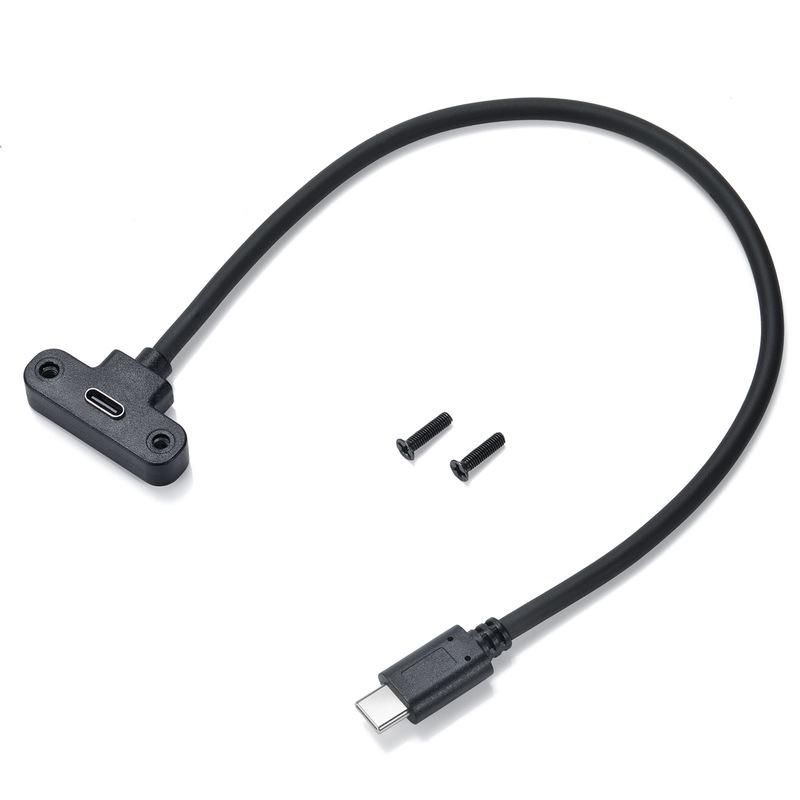1pc USB Type C Male To Female 90° Angle Panel Mount Screw Connector Data Power Charger Cable for Laptop Tablet Mobile Phone