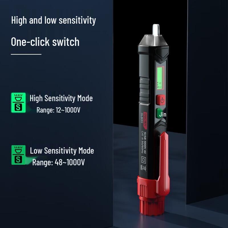 Deli DL8012 Smart Non-Contact AC Voltage Tester with Flashlight