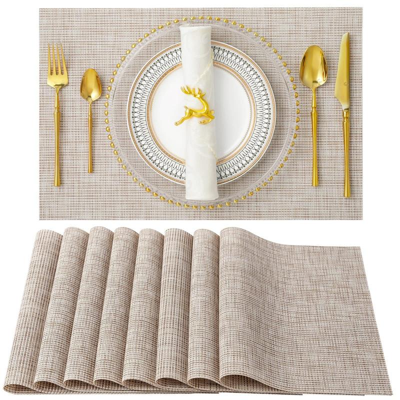 4pcs Woven Non-Slip Table Mat Non-Slip Waterproof Pads Cup Coasters for Coffee Dining Table Napkins Kitchen Home Decoration 2025