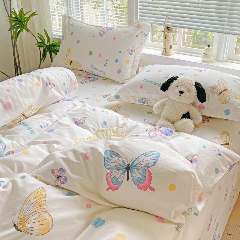 100% Cotton Printed Bedding Set Soft Breathable Duvet Cover With 2 Pillowcases Comfortable Home Textile