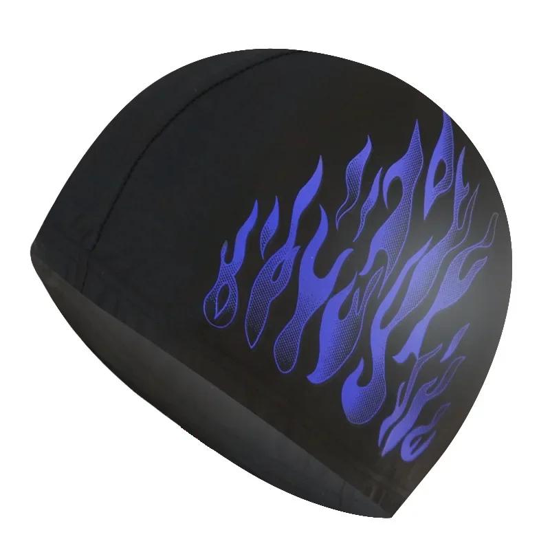 Men'S Swimming Caps Large Size High Elastic Breathable Nylon Swim Cap Fashion Printing Ear Protection Men Male Swimming Cap Hat