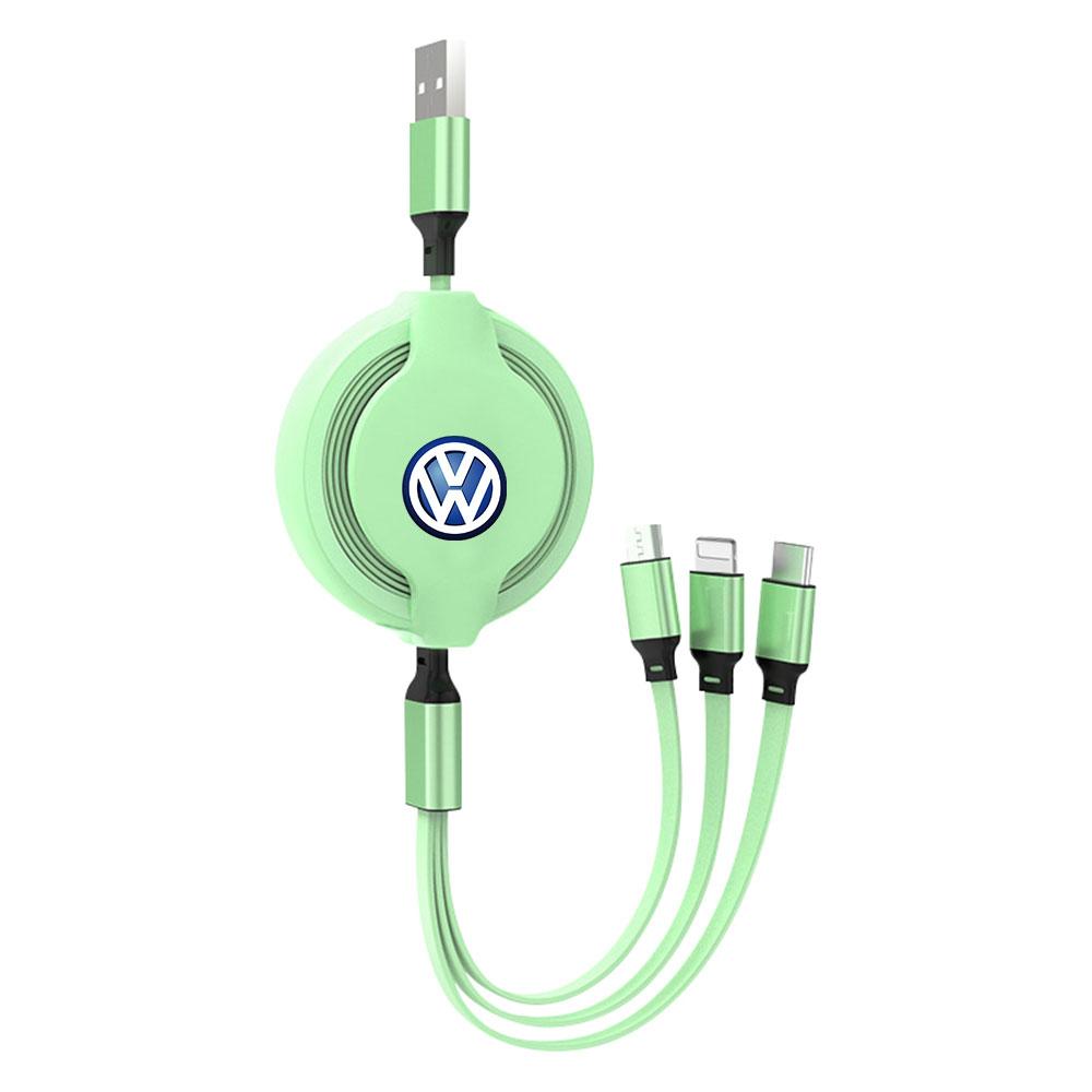 Car Emblem Styling 3 In 1 Fast Charging Cord Data Cable Center Cover For VW Rline GTI GOLF 6 Touran MK4 Jetta Bora Motion Passat Ol5