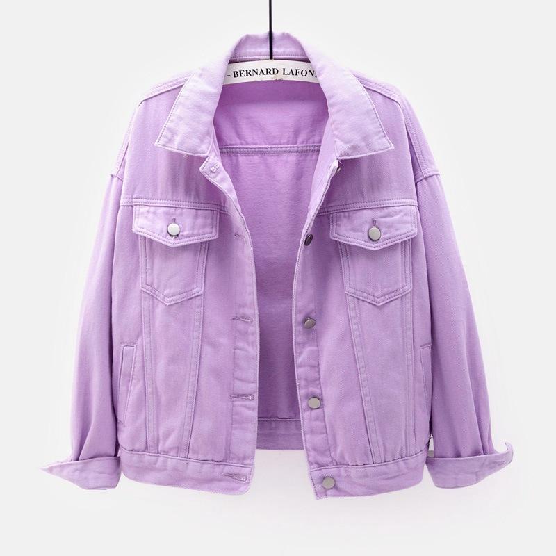 Plus Size Women's Denim Jacket Short Korean Style Loose Long Sleeve Jackets Casual Oversized Tops