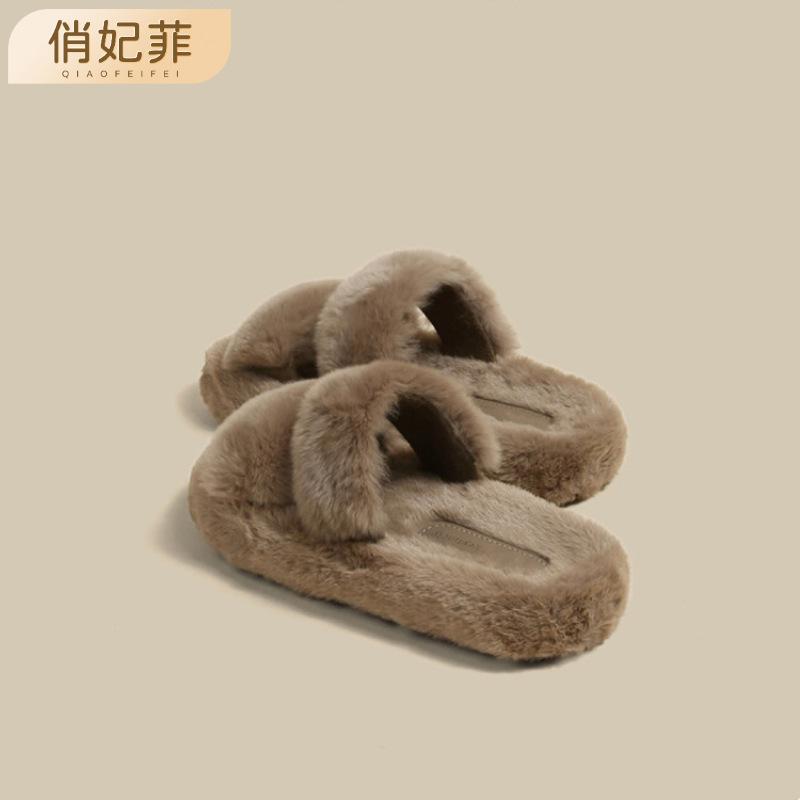 Soft slippers home fluffy cotton shoes new autumn and winter fluffy fashion women s shoes outside sandals 35 4868₽