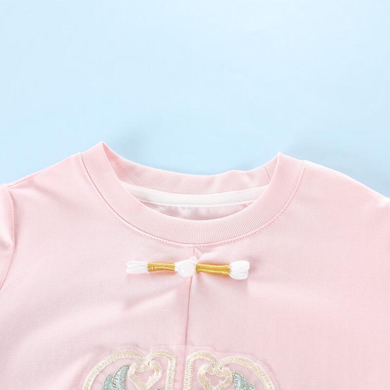 Montagut Girls' Chinese Style Embroidered Short-Sleeve T-Shirt