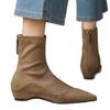 New Autumn and Winter Suede Socks Boots Inner Height Increase Elastic Thin Boots Temperament Square Head Short Boots Women's Fashion Boots