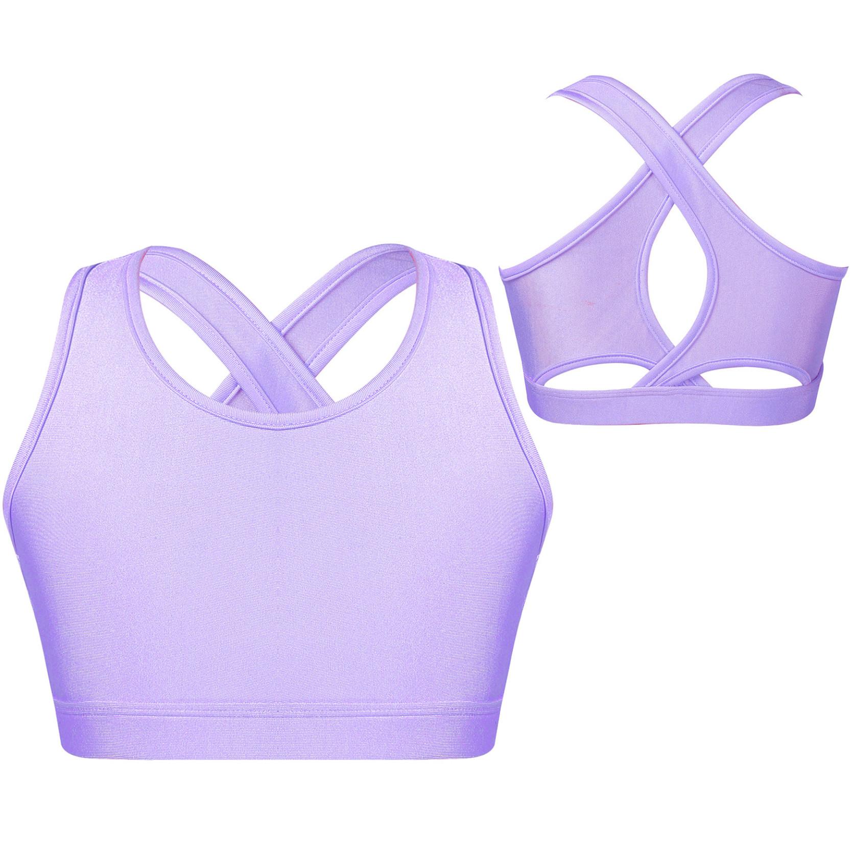 

Детский танцевальный топ для девочек, спортивный укороченный топ, жилеты с погонами, без рукавов, с вырезом на спине, противоударный спортивный бюстгальтер для бега, спортзала, йоги, топ 7-8 Years