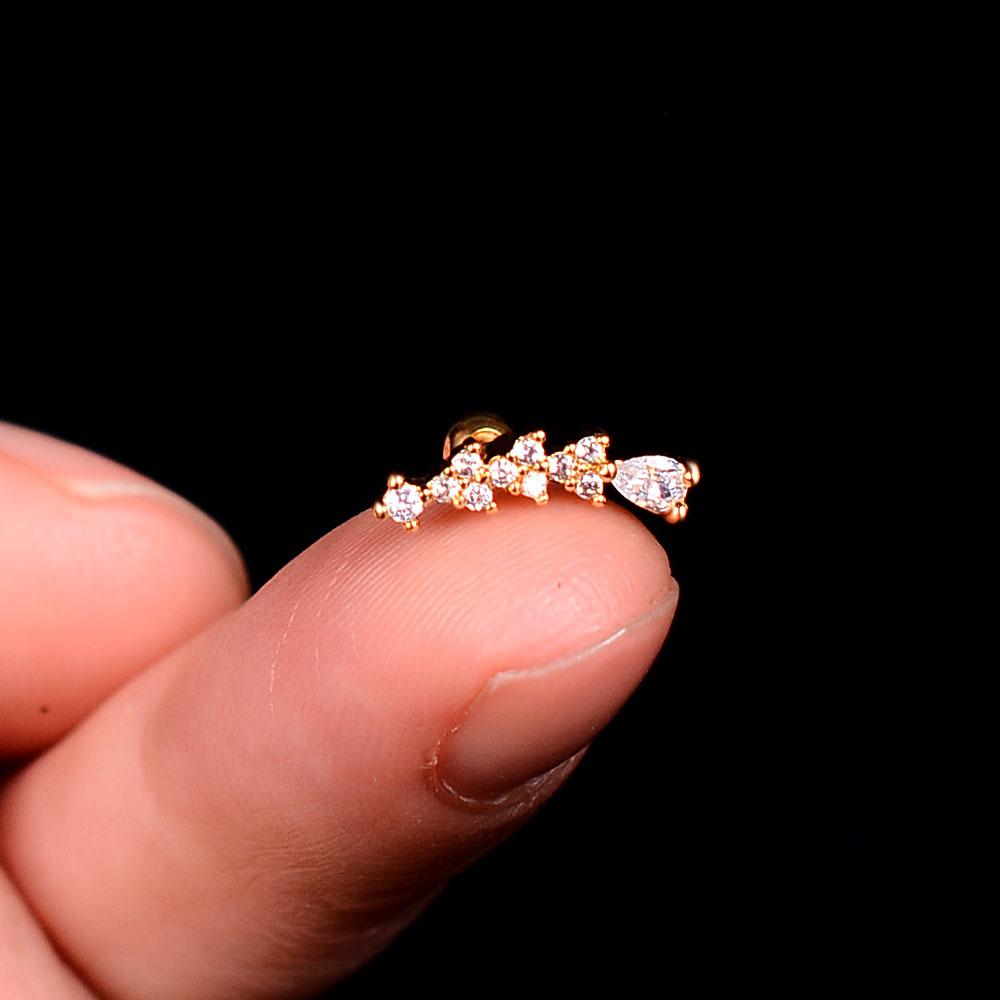 1pcs New Style Stainless Steel Ear Piercing Cz Stud Earrings Snake Moon Round Ball Arc Cartilage Helix Conch Screw Back Earring