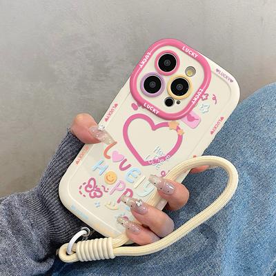 Simple Letters Love for Apple 16promax Mobile Phone Case Iphone15pro with Lanyard 1413