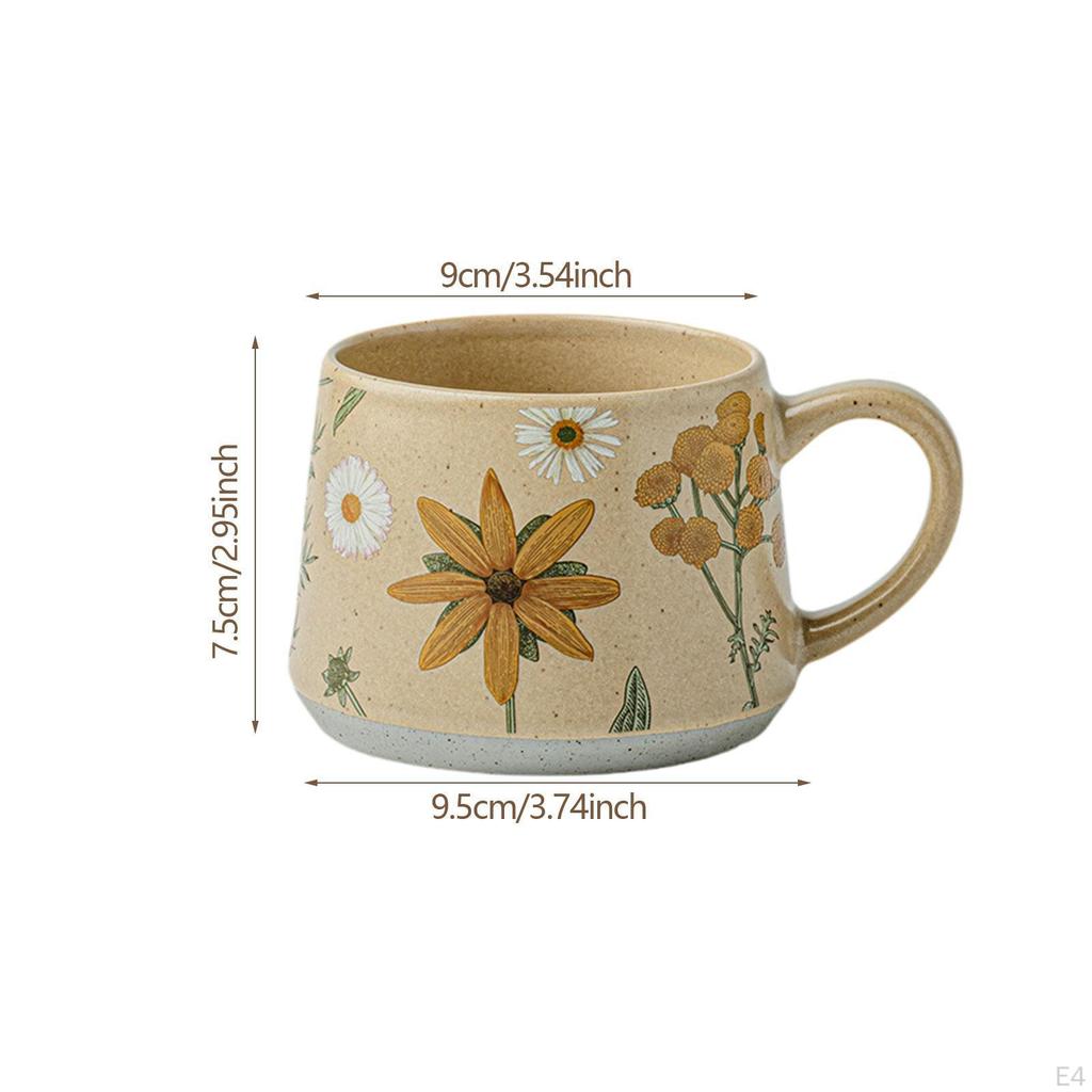 Keramik Kaffeebecher Tasse Getränke für Zuhause oder Arbeit Dekorativ, Blumendesign mit Henkel