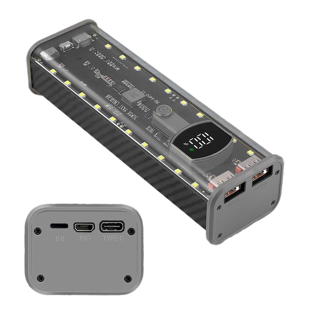 Shockproof 21700 Battery Box 4 Slots Battery Holder Case USB C Port For Quick Charging DIY Case Only
