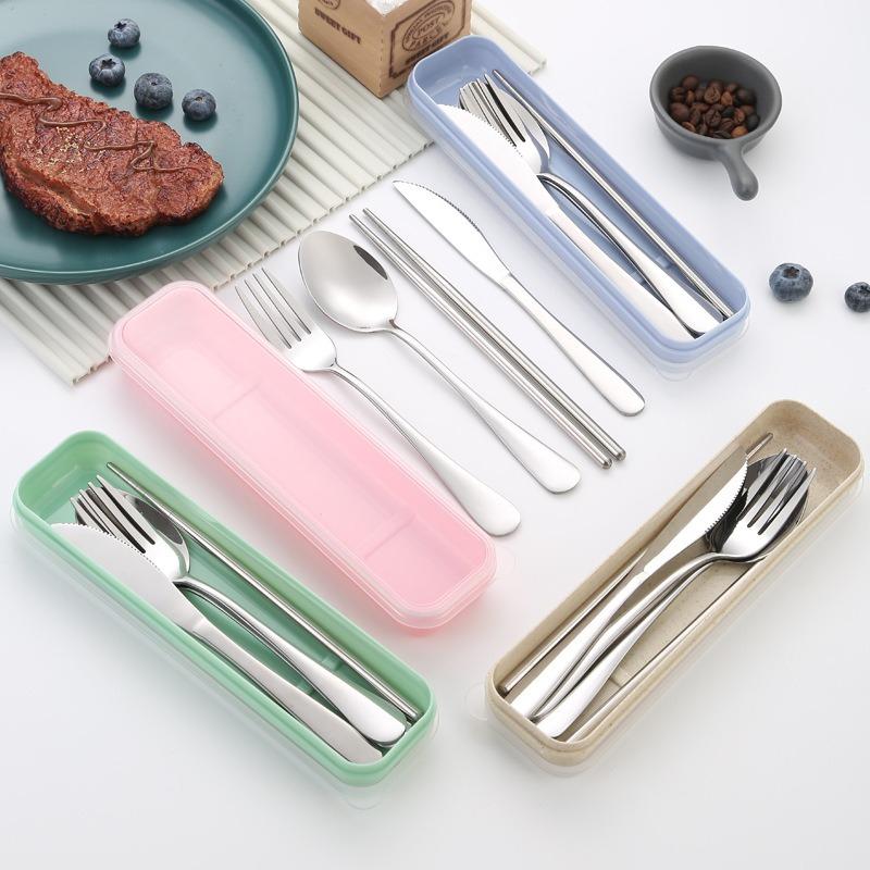 1Pc Portable Tableware Box Transparent Cover Cutlery Case Travel Outdoor School Home Stowage Reusable Practical Cutlery